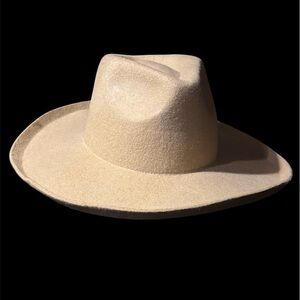 Gold yellow wide brim western style cowboy hat